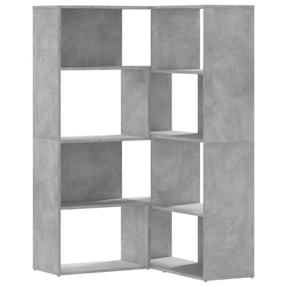 Rohová Knihovna 4Patrová Betonově Šedá 85X85X140 Cm Kompozit