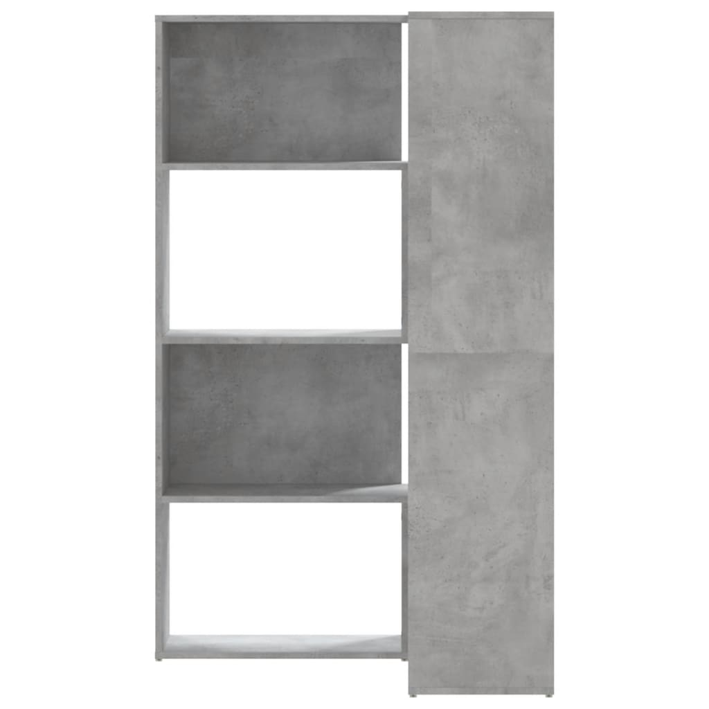 Rohová Knihovna 4Patrová Betonově Šedá 85X85X140 Cm Kompozit