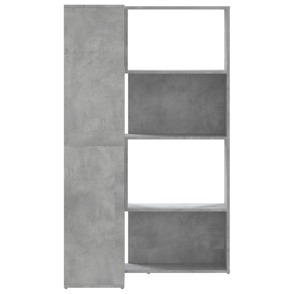 Rohová Knihovna 4Patrová Betonově Šedá 85X85X140 Cm Kompozit