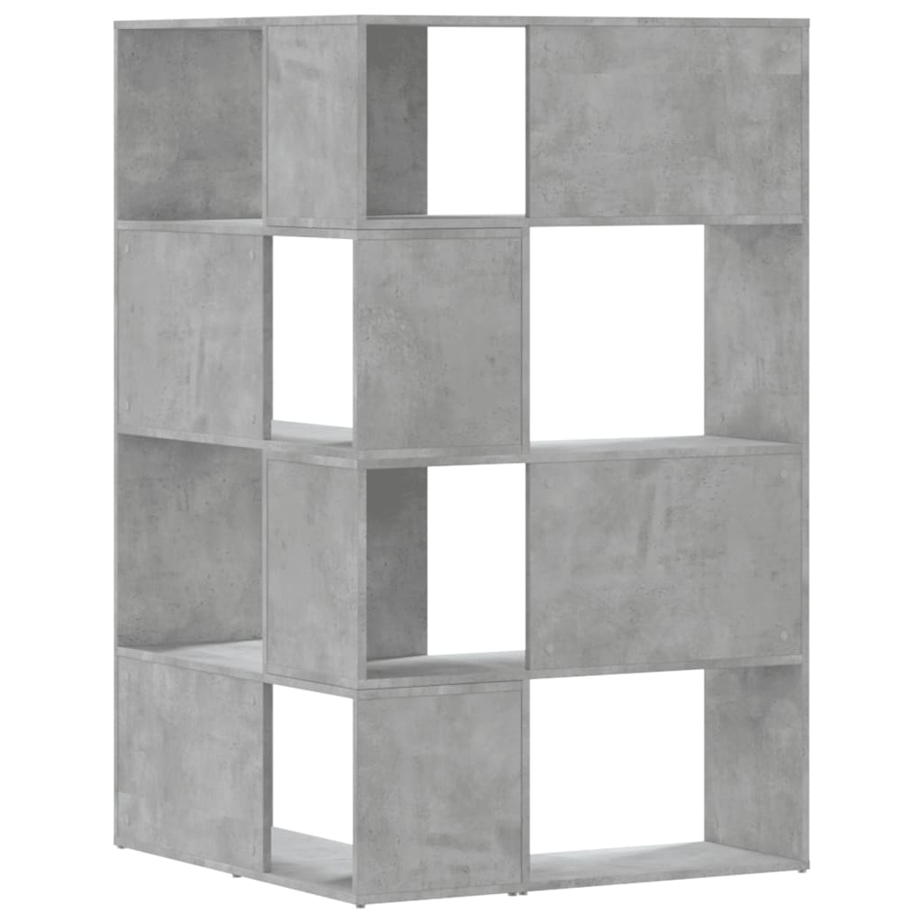 Rohová Knihovna 4Patrová Betonově Šedá 85X85X140 Cm Kompozit