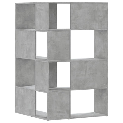Rohová Knihovna 4Patrová Betonově Šedá 85X85X140 Cm Kompozit