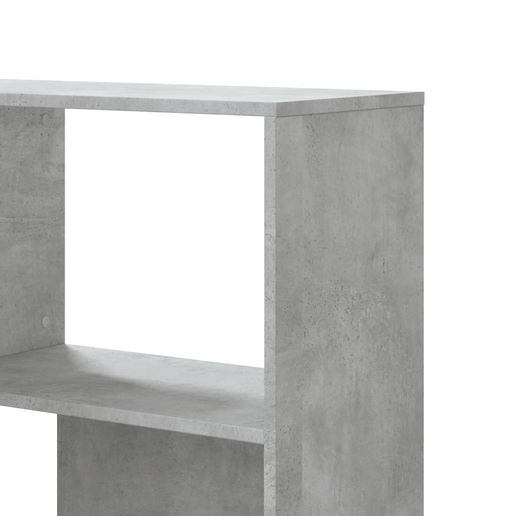 Rohová Knihovna 4Patrová Betonově Šedá 85X85X140 Cm Kompozit
