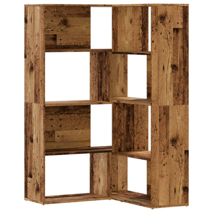 Rohová Knihovna 4Patrová Old Wood 85X85X140 Cm Kompozitní Dřevo
