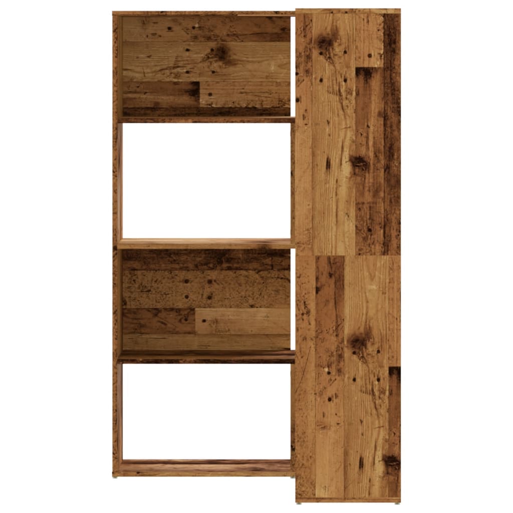 Rohová Knihovna 4Patrová Old Wood 85X85X140 Cm Kompozitní Dřevo