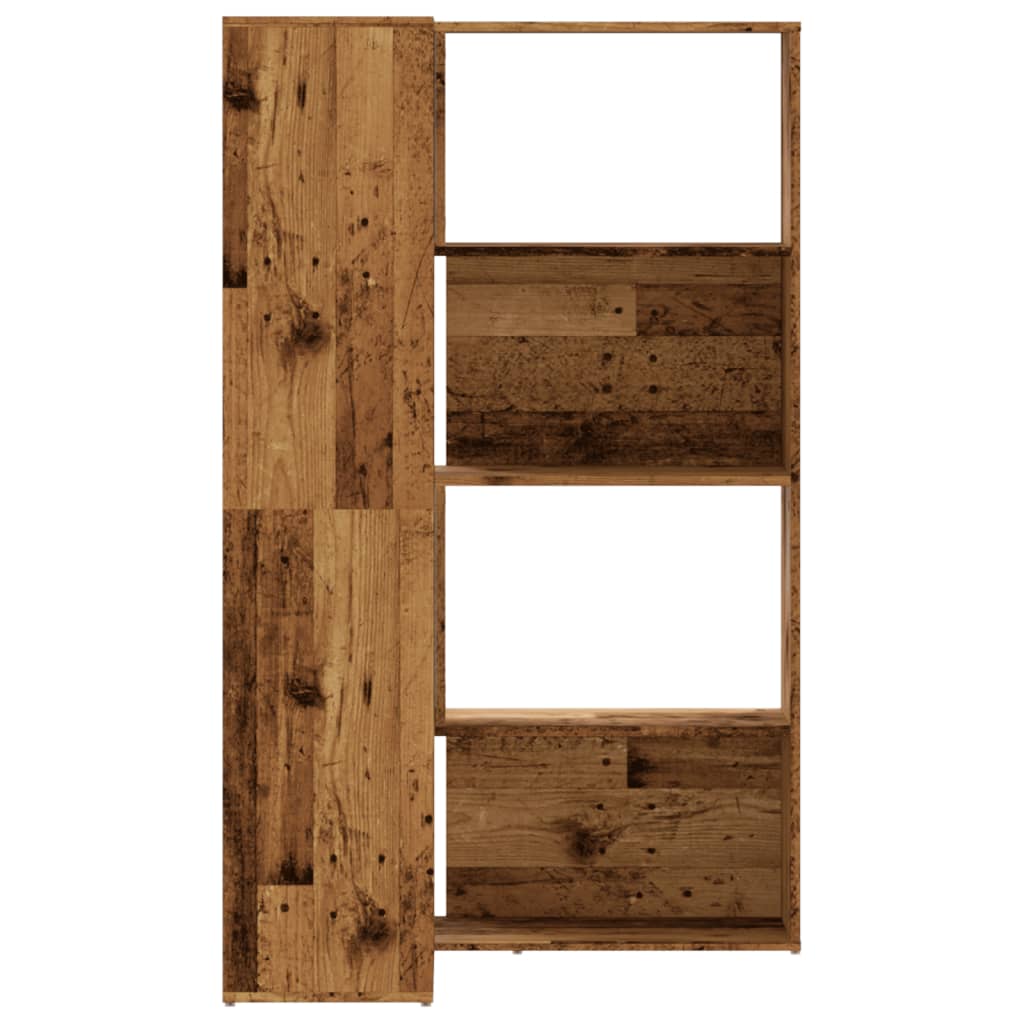 Rohová Knihovna 4Patrová Old Wood 85X85X140 Cm Kompozitní Dřevo
