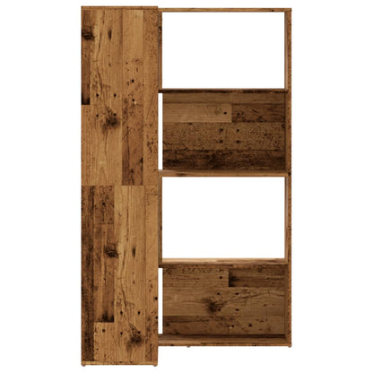 Rohová Knihovna 4Patrová Old Wood 85X85X140 Cm Kompozitní Dřevo