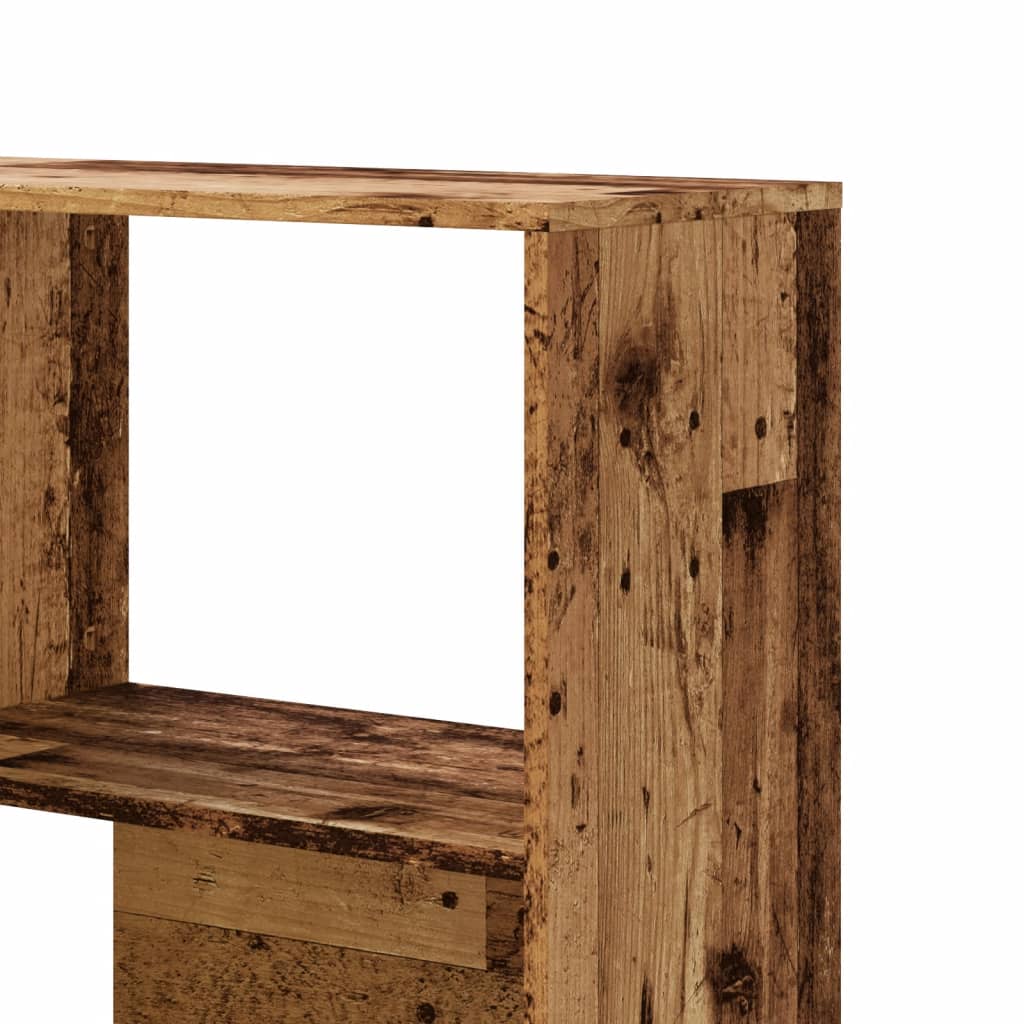 Rohová Knihovna 4Patrová Old Wood 85X85X140 Cm Kompozitní Dřevo