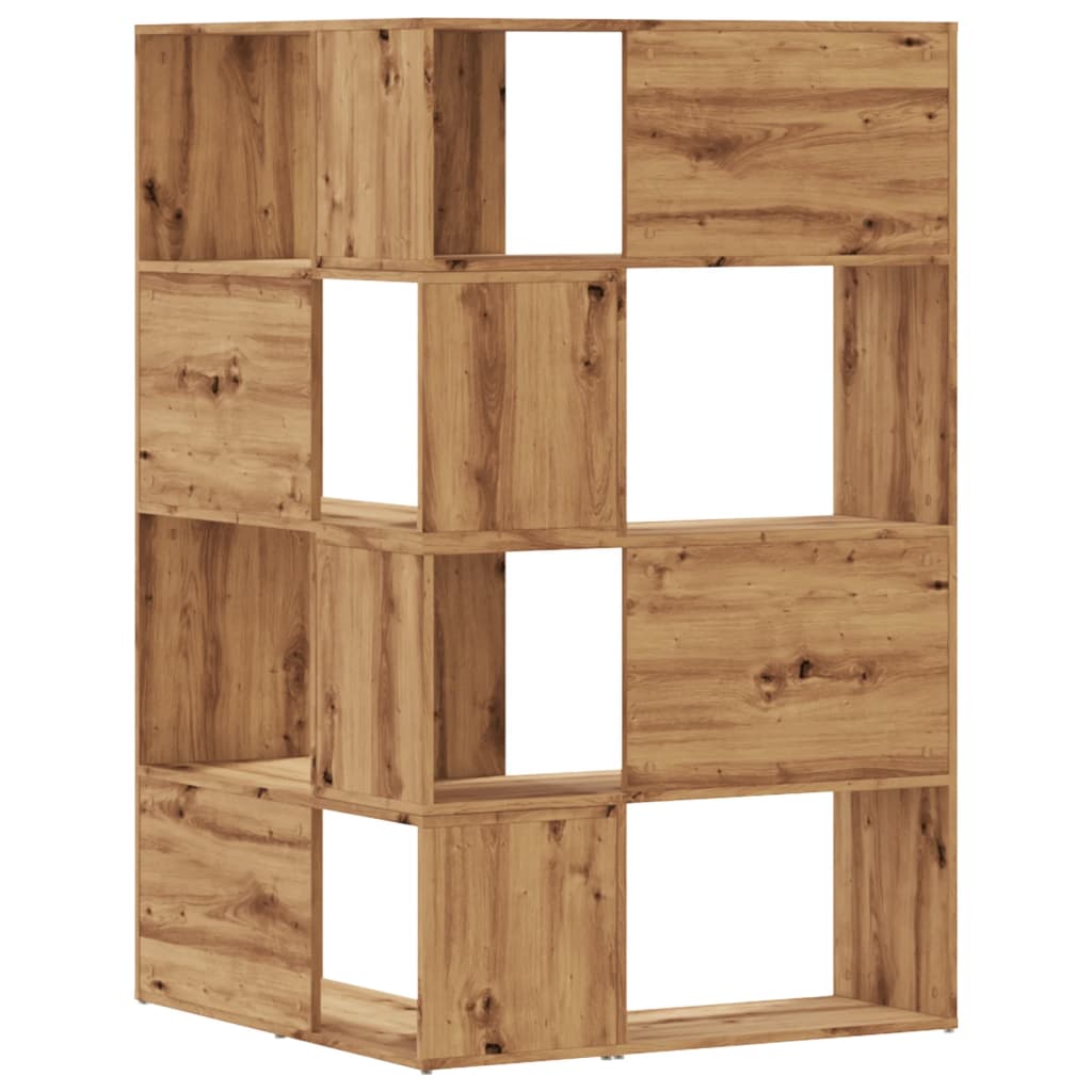 Rohová Knihovna 4Patrová Dub Artisan 85 X 85 X 140 Cm Kompozit