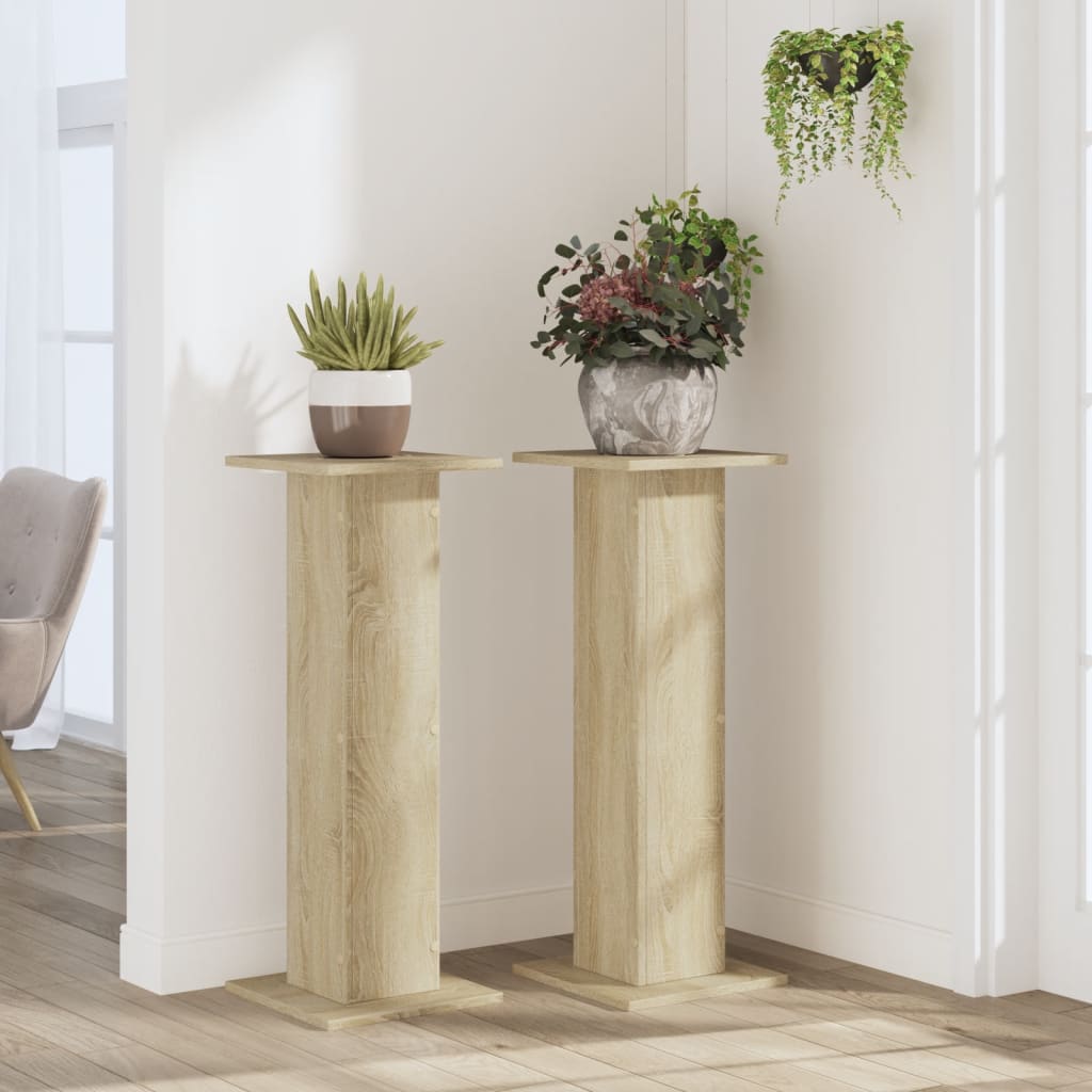 Stojany Na Rostliny 2 Ks Dub Sonoma 30 X 30 X 80 Cm Kompozit