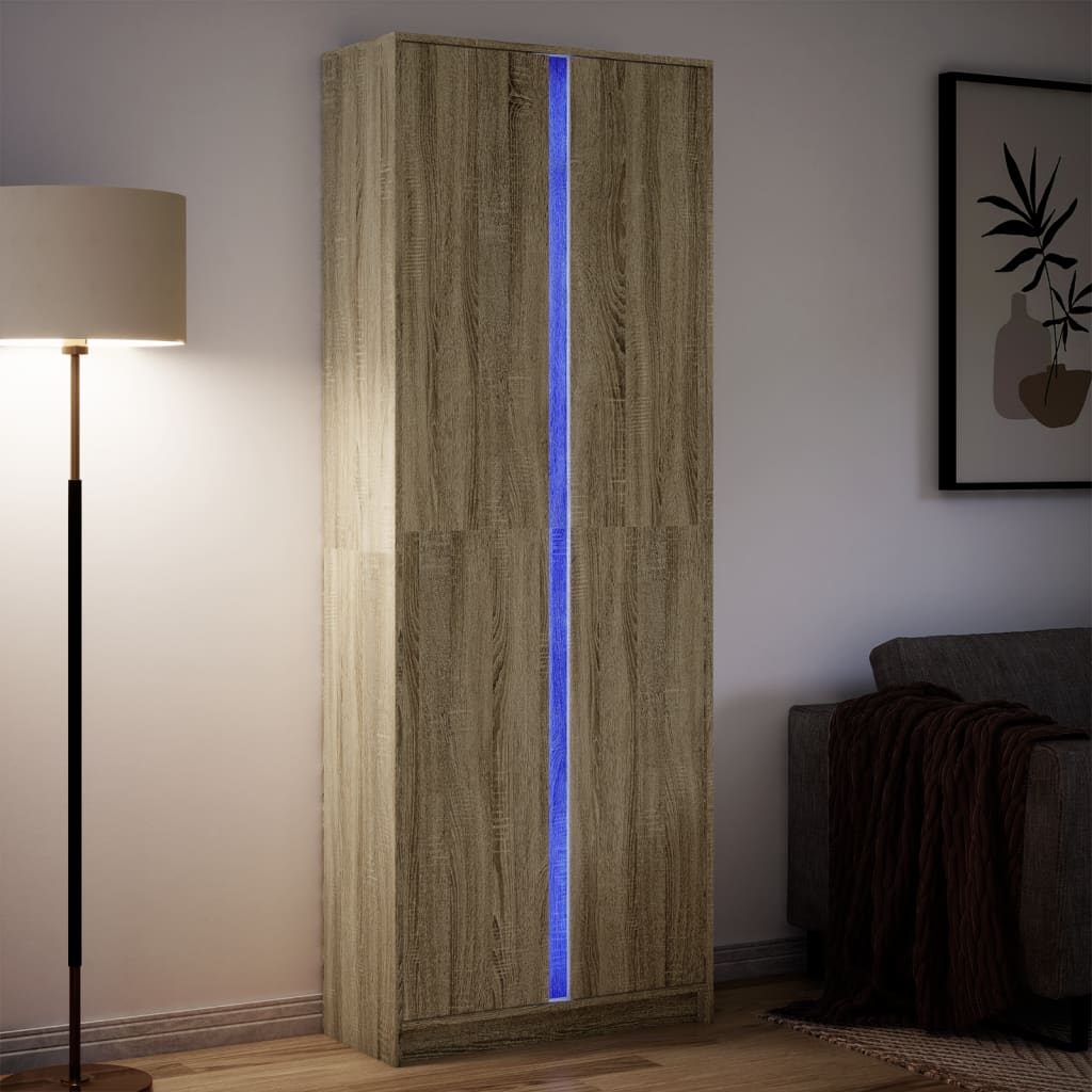 Skříň Highboard S Led Šedá Sonoma 41,5 X 32,5 X 200 Cm Kompozit