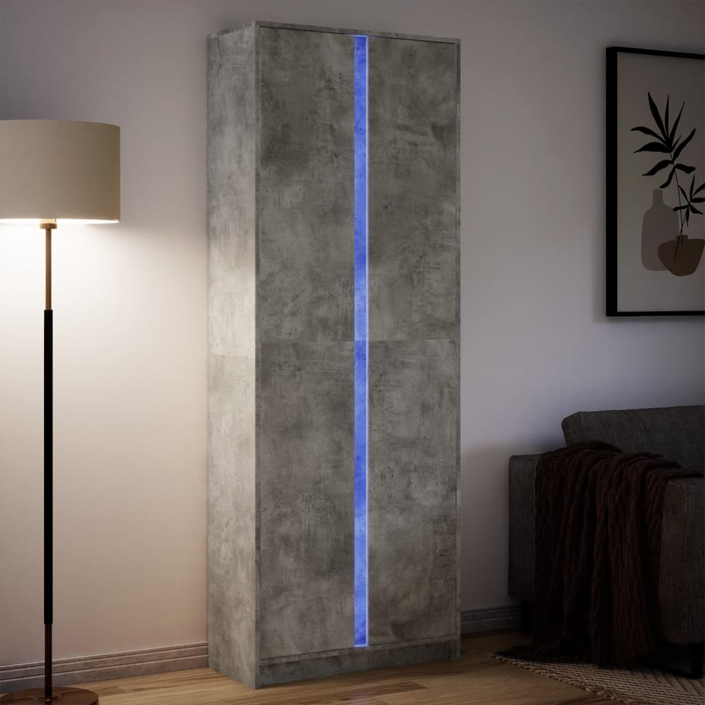 Skříň Highboard S Led Šedá Sonoma 41,5 X 32,5 X 200 Cm Kompozit