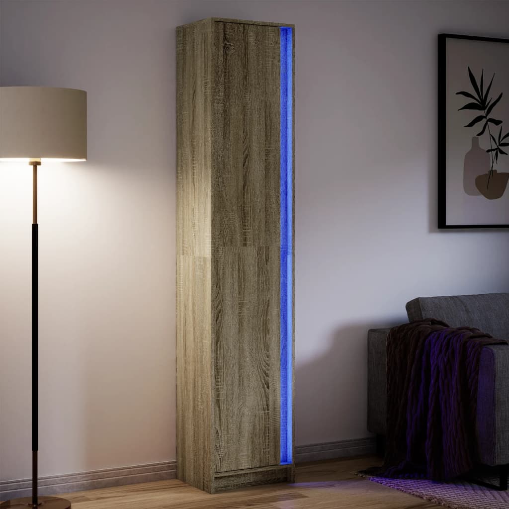 Skříň Highboard S Led Šedá Sonoma 41,5 X 32,5 X 200 Cm Kompozit