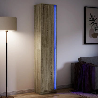 Skříň Highboard S Led Šedá Sonoma 41,5 X 32,5 X 200 Cm Kompozit
