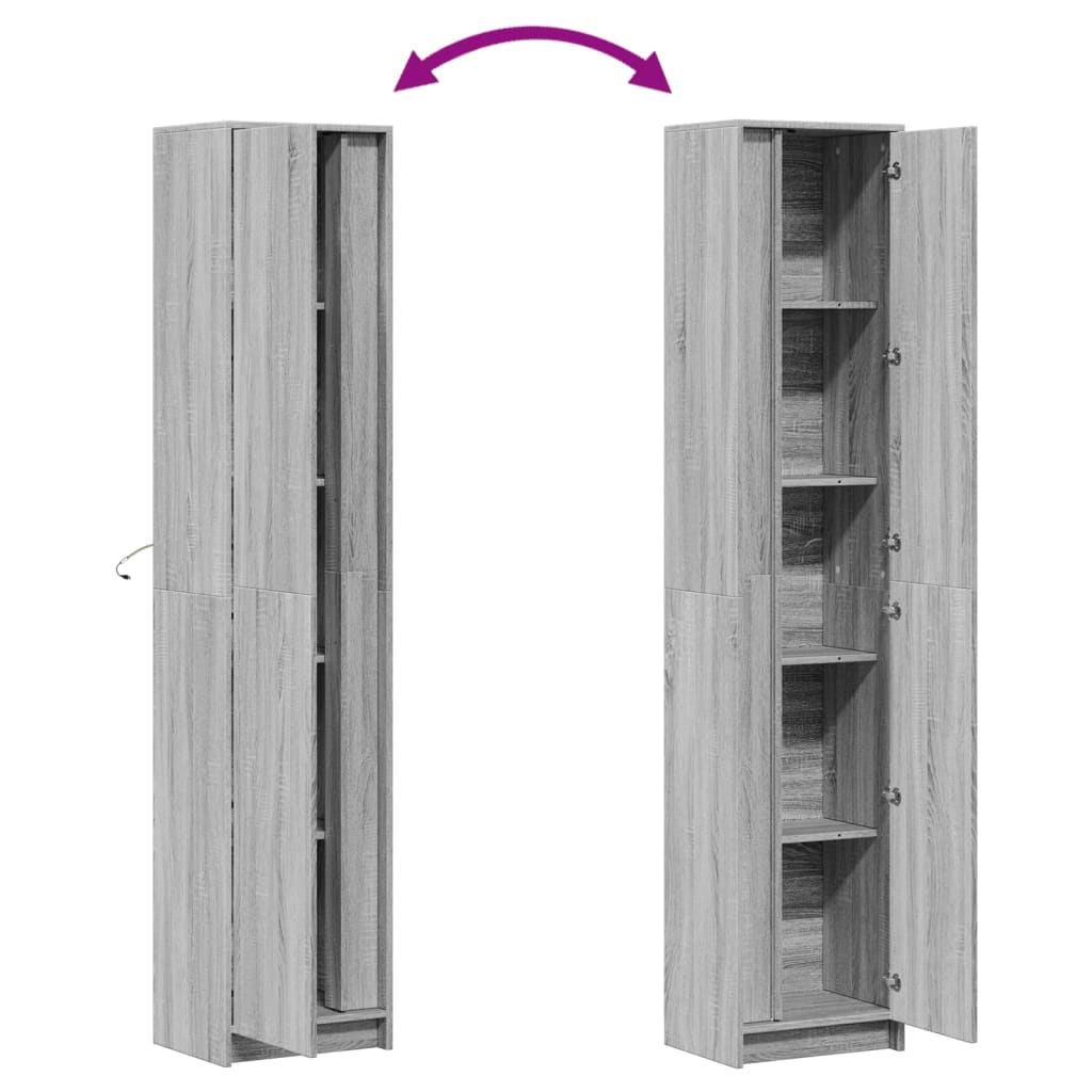 Skříň Highboard S Led Šedá Sonoma 41,5 X 32,5 X 200 Cm Kompozit