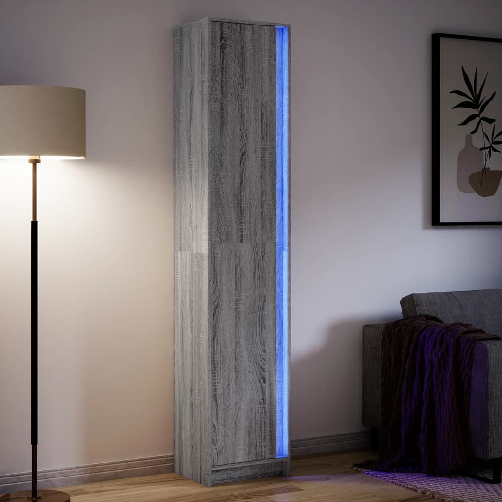Skříň Highboard S Led Šedá Sonoma 41,5 X 32,5 X 200 Cm Kompozit
