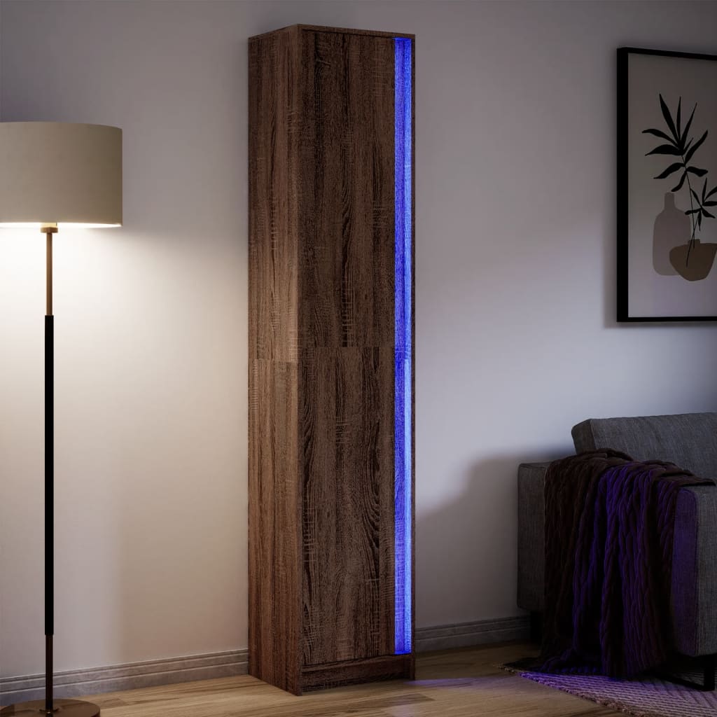 Skříň Highboard S Led Šedá Sonoma 41,5 X 32,5 X 200 Cm Kompozit