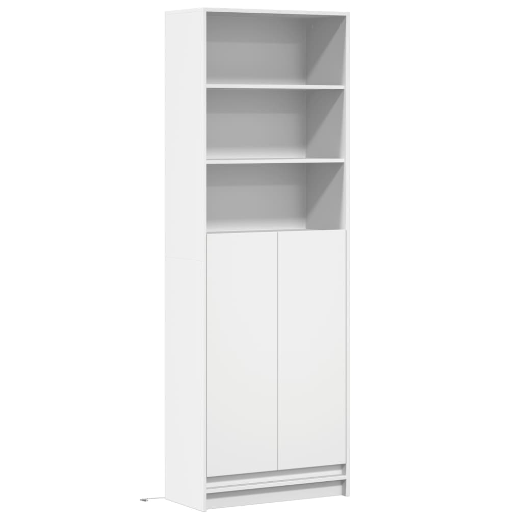 Skříň Highboard S Led Bílá 69 X 32,5 X 200 Cm Kompozitní Dřevo