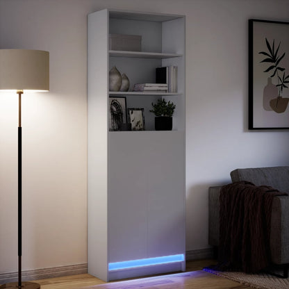 Skříň Highboard S Led Bílá 69 X 32,5 X 200 Cm Kompozitní Dřevo