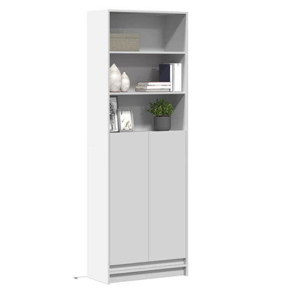 Skříň Highboard S Led Bílá 69 X 32,5 X 200 Cm Kompozitní Dřevo