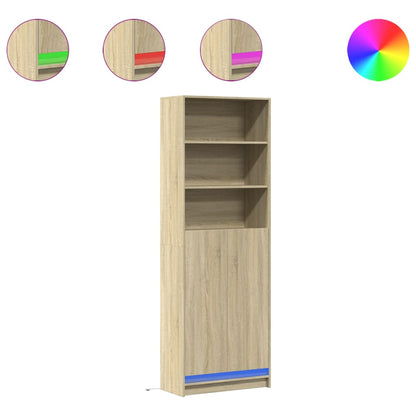 Skříň Highboard S Led Dub Sonoma 69 X 32,5 X 200 Cm Kompozit