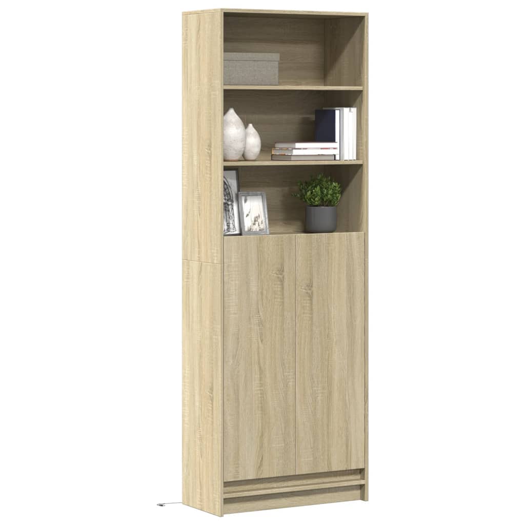 Skříň Highboard S Led Dub Sonoma 69 X 32,5 X 200 Cm Kompozit