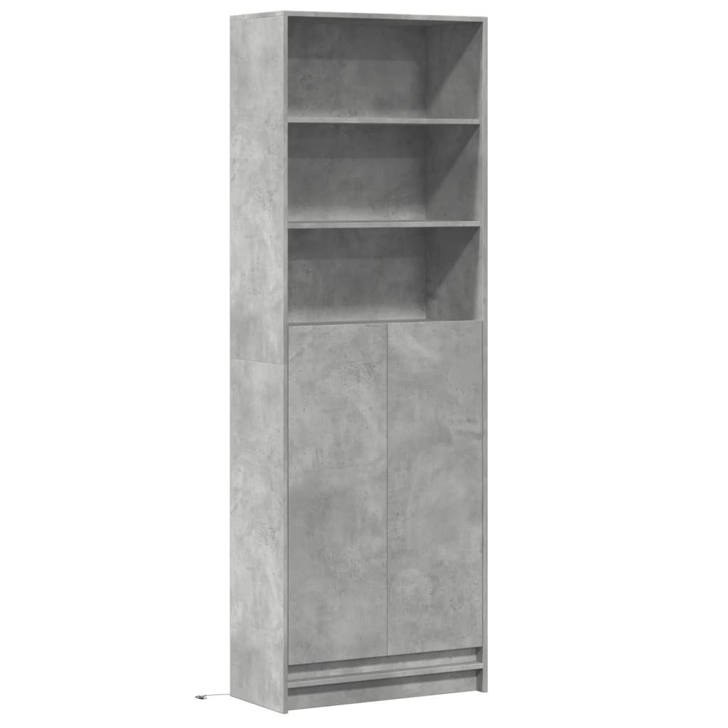 Skříň Highboard S Led Betonově Šedá 69 X 32,5 X 200 Cm Kompozit