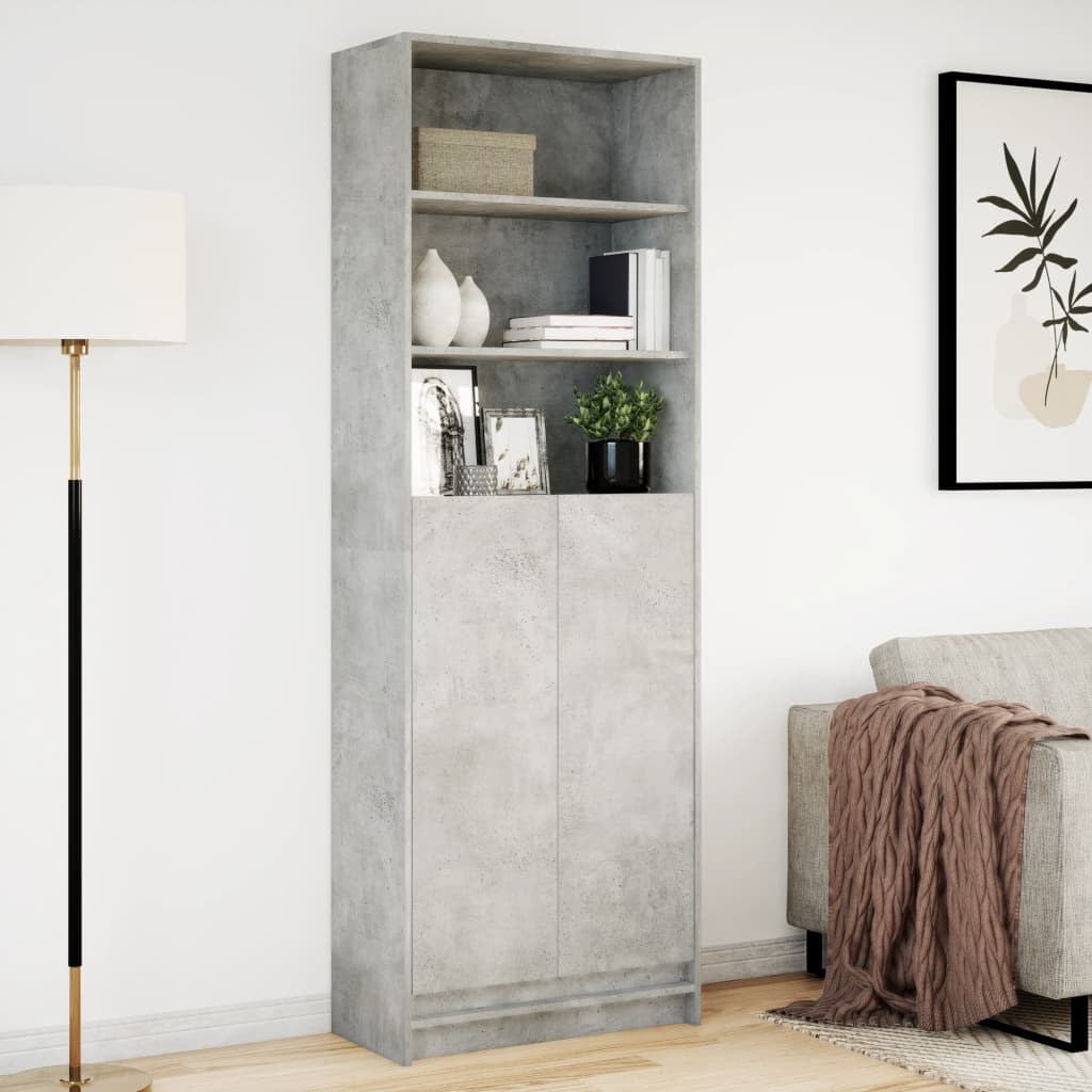 Skříň Highboard S Led Betonově Šedá 69 X 32,5 X 200 Cm Kompozit