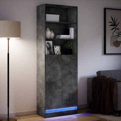 Skříň Highboard S Led Betonově Šedá 69 X 32,5 X 200 Cm Kompozit