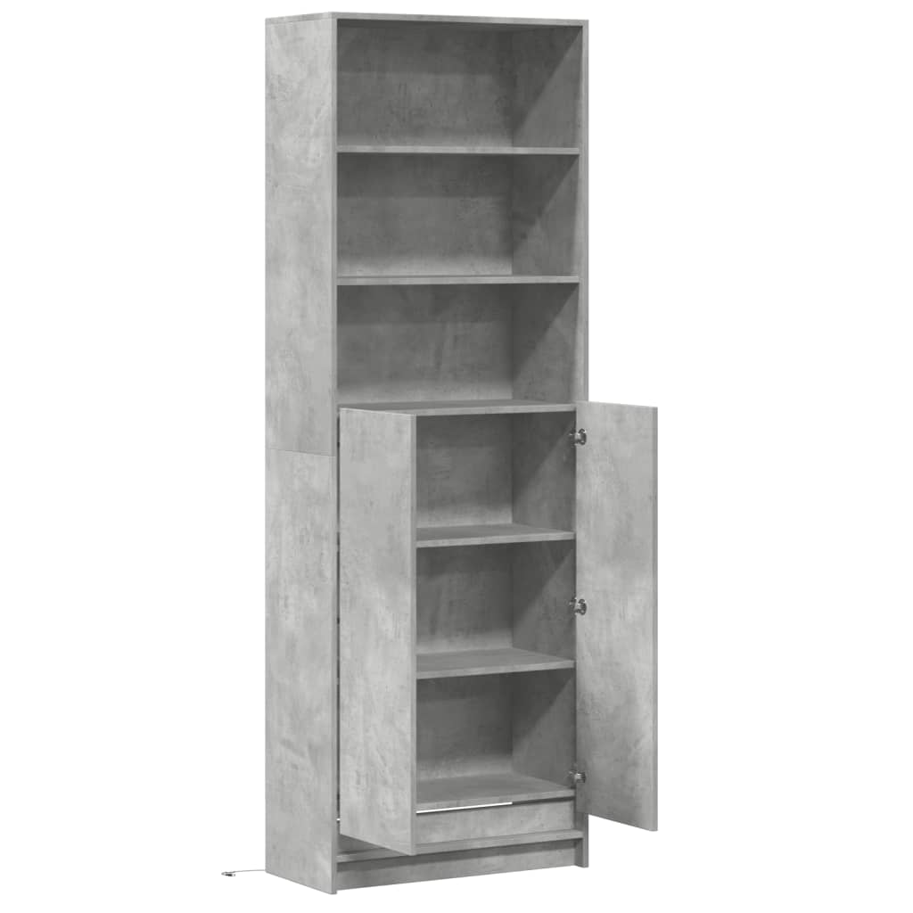 Skříň Highboard S Led Betonově Šedá 69 X 32,5 X 200 Cm Kompozit