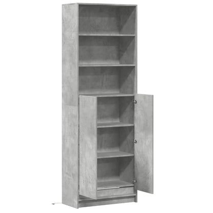 Skříň Highboard S Led Betonově Šedá 69 X 32,5 X 200 Cm Kompozit