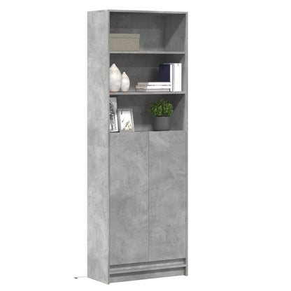 Skříň Highboard S Led Betonově Šedá 69 X 32,5 X 200 Cm Kompozit