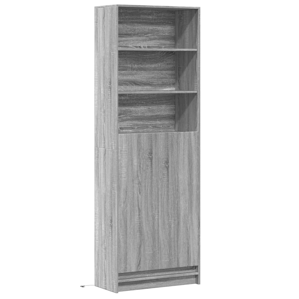 Skříň Highboard S Led Šedá Sonoma 69 X 32,5 X 200 Cm Kompozit