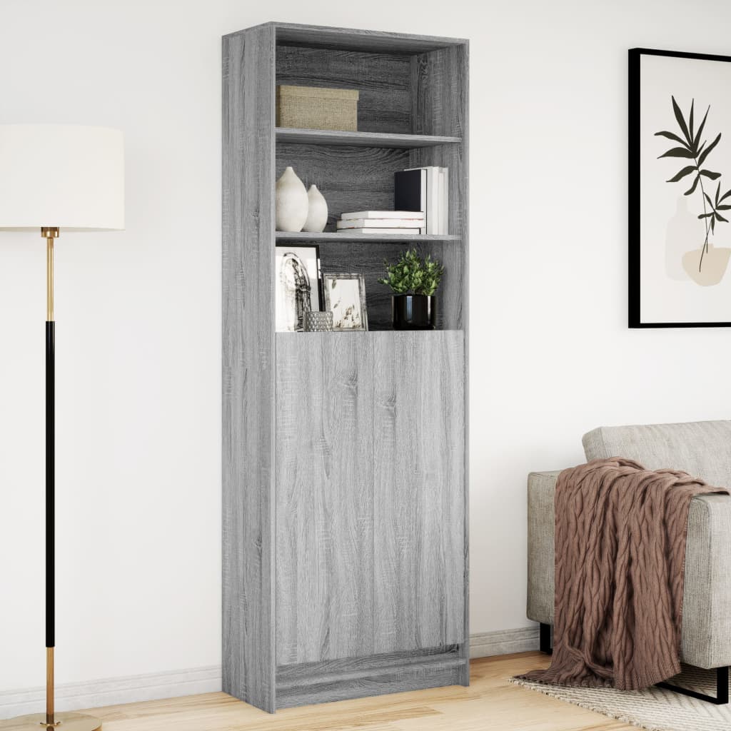 Skříň Highboard S Led Šedá Sonoma 69 X 32,5 X 200 Cm Kompozit