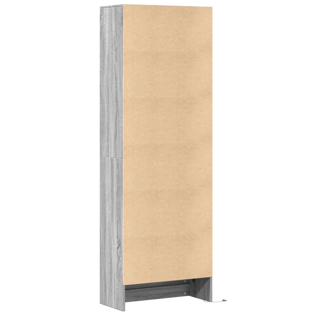 Skříň Highboard S Led Šedá Sonoma 69 X 32,5 X 200 Cm Kompozit