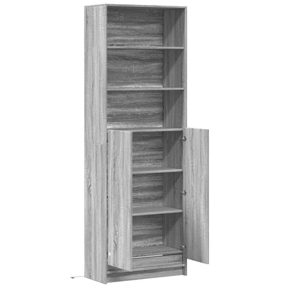 Skříň Highboard S Led Šedá Sonoma 69 X 32,5 X 200 Cm Kompozit