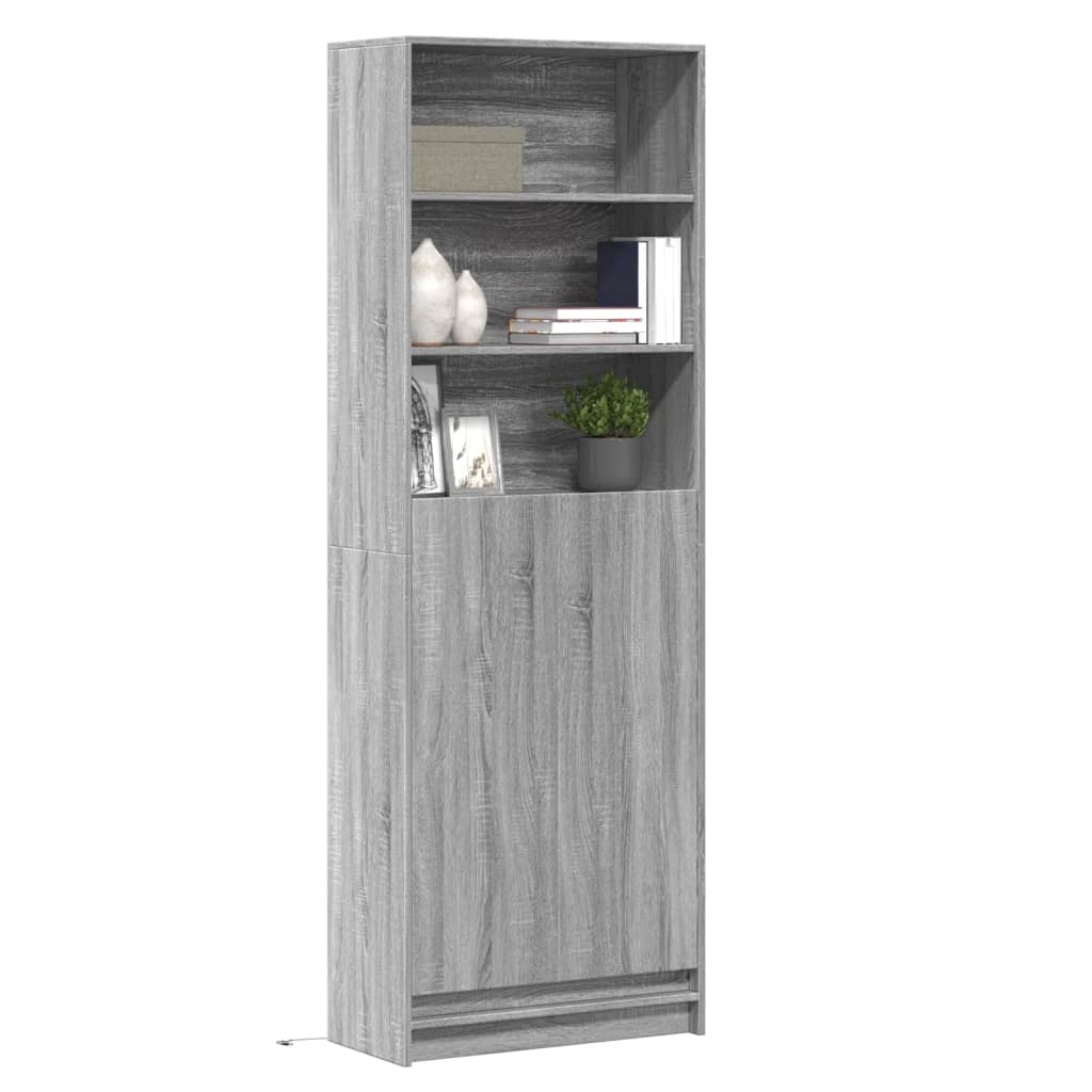 Skříň Highboard S Led Šedá Sonoma 69 X 32,5 X 200 Cm Kompozit
