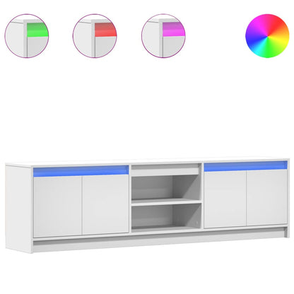 Tv Skříňka S Led Bílá 180 X 34 X 50 Cm Kompozitní Dřevo