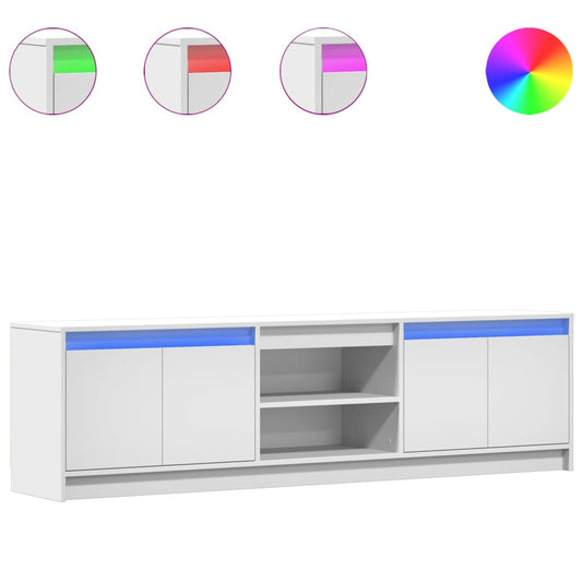 Tv Skříňka S Led Bílá 180 X 34 X 50 Cm Kompozitní Dřevo