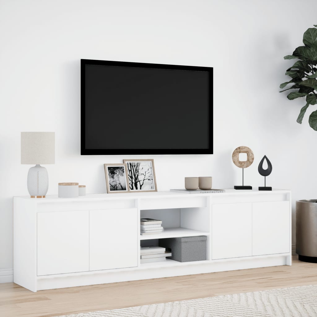 Tv Skříňka S Led Bílá 180 X 34 X 50 Cm Kompozitní Dřevo