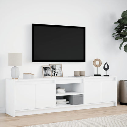 Tv Skříňka S Led Bílá 180 X 34 X 50 Cm Kompozitní Dřevo