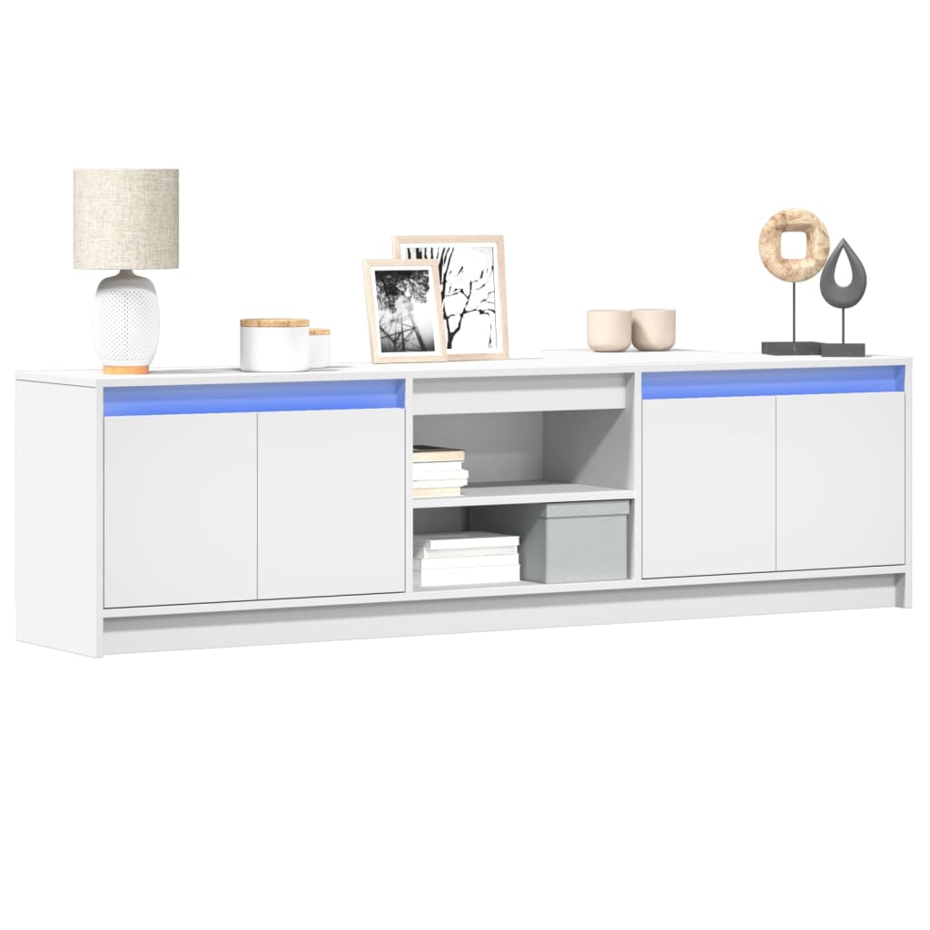 Tv Skříňka S Led Bílá 180 X 34 X 50 Cm Kompozitní Dřevo