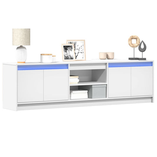 Tv Skříňka S Led Bílá 180 X 34 X 50 Cm Kompozitní Dřevo
