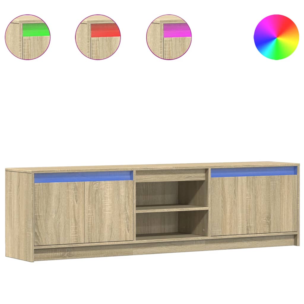 Tv Skříňka S Led Dub Sonoma 180 X 34 X 50 Cm Kompozitní Dřevo