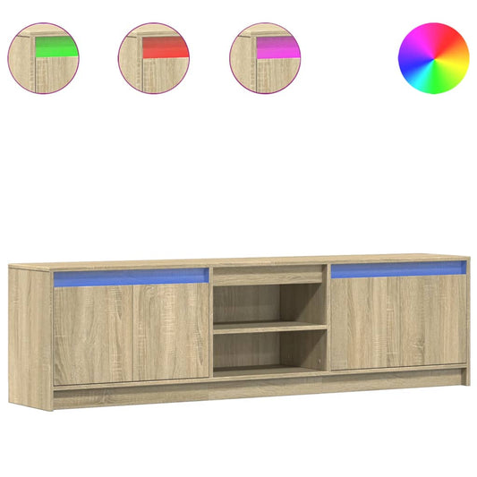 Tv Skříňka S Led Dub Sonoma 180 X 34 X 50 Cm Kompozitní Dřevo