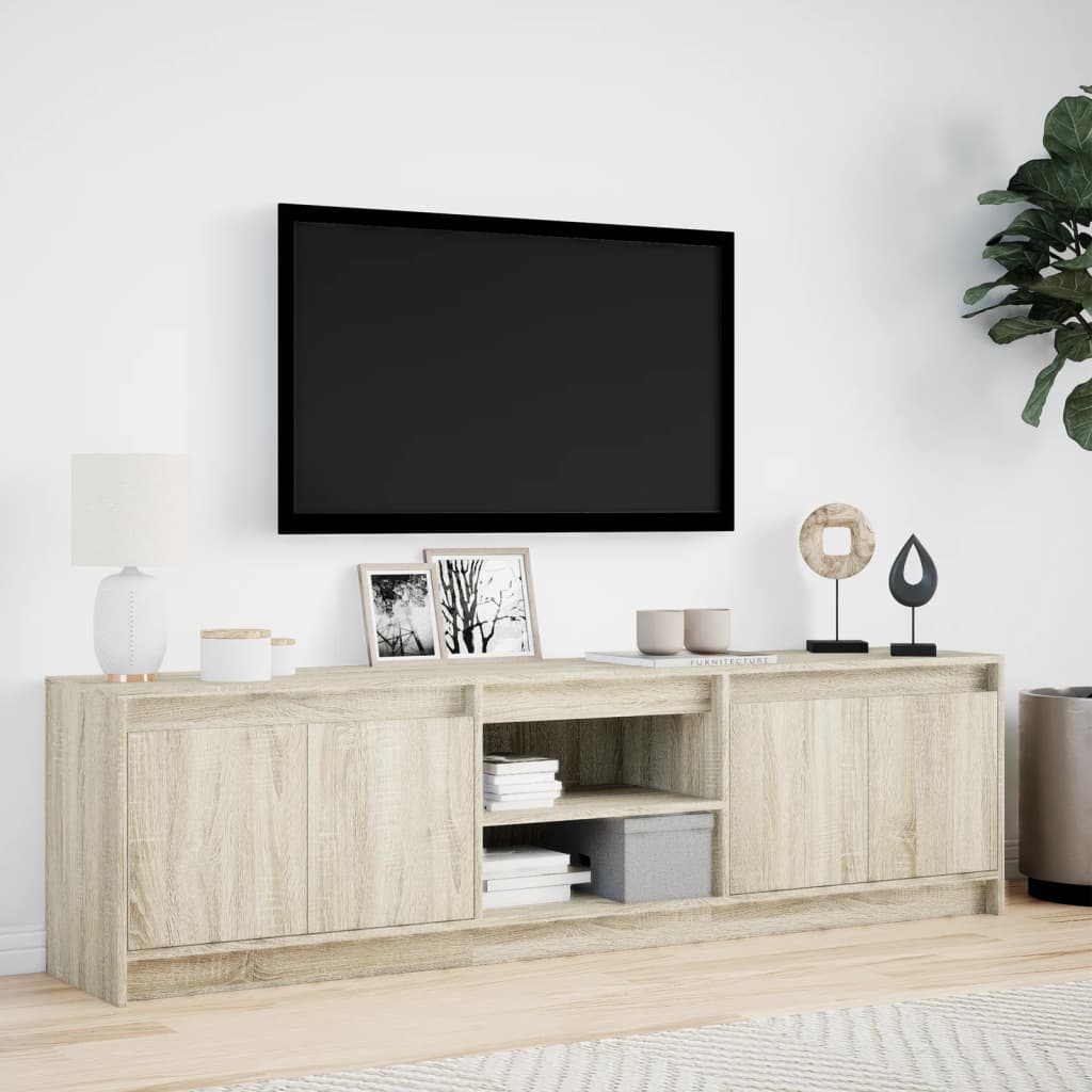 Tv Skříňka S Led Dub Sonoma 180 X 34 X 50 Cm Kompozitní Dřevo