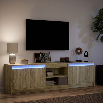 Tv Skříňka S Led Dub Sonoma 180 X 34 X 50 Cm Kompozitní Dřevo
