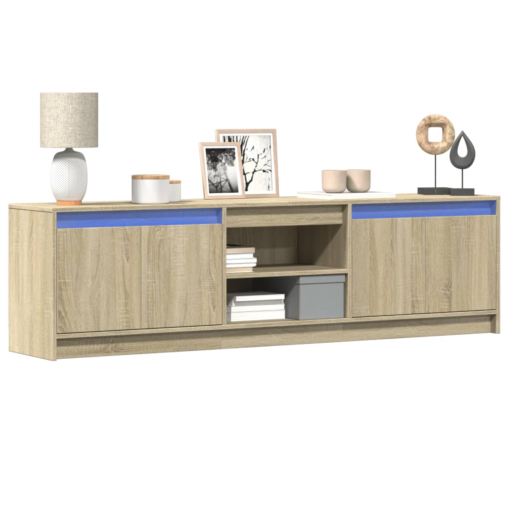 Tv Skříňka S Led Dub Sonoma 180 X 34 X 50 Cm Kompozitní Dřevo