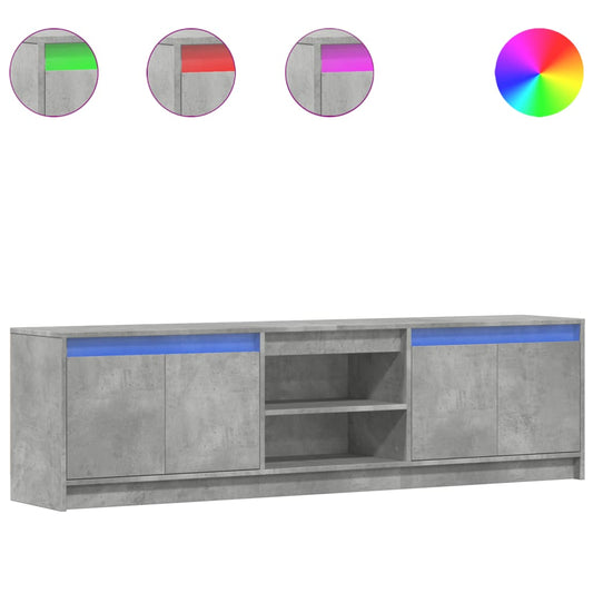 Tv Skříňka S Led Betonově Šedá 180X34X50 Cm Kompozitní Dřevo