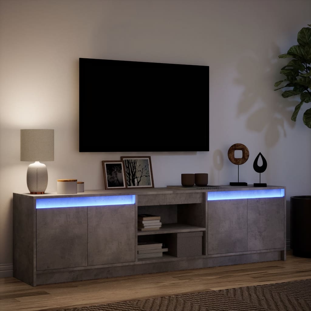 Tv Skříňka S Led Betonově Šedá 180X34X50 Cm Kompozitní Dřevo