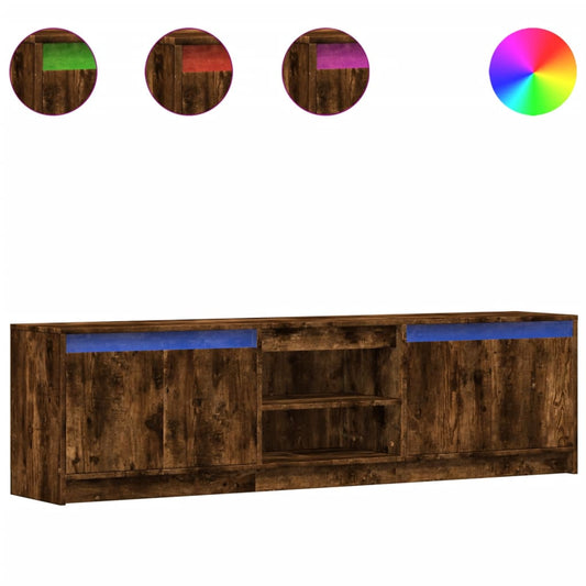 Tv Skříňka S Led Kouřový Dub 180 X 34 X 50 Cm Kompozitní Dřevo